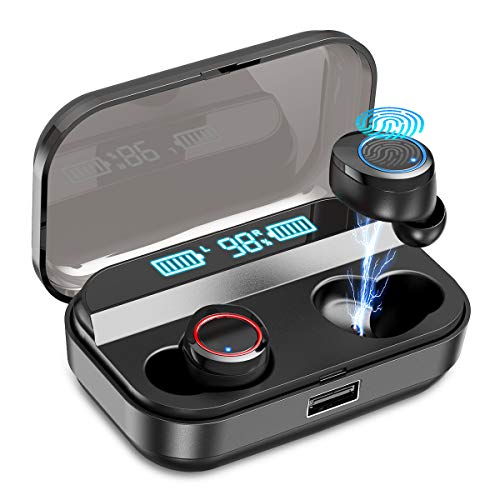 Book Cover Kissral Wireless Earbuds,Kissral Bluetooth 5.0 Earbuds with 3000mAh Charging Case LED Battery Display 90H Playtime in-Ear Bluetooth Headset IPX7 Waterproof True Wireless Earbuds for Work Sports, Black