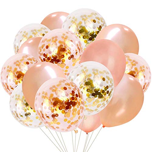 Book Cover Rose Gold Confetti Balloons 50 Pack, 12 Inch Latex Party Balloons with Confetti Dots for Graduation Party Supplies 2019 Decorations