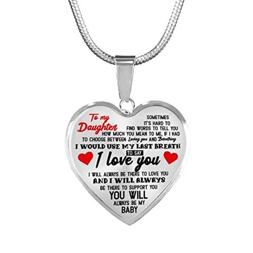 Book Cover ZXOTTY to My Daughter Always Be My Baby I Love You Luxury Heart Shape Necklace Anniversary Birthday Graduation Gift for Daughter from Mom Dad
