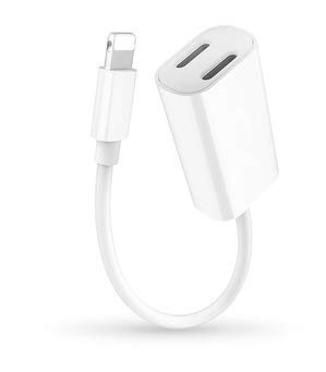 Book Cover Headphone Jack Adapter Splitter,Aux Audio and Charging Cable Connector ,Compatible for IP X Xs Xs Max XR 8 8 Plus 7 7 Plus Ipad Pro,Dual Ports for Audio Music Charge Call Sync (white)