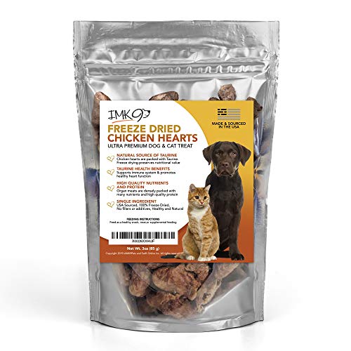 Book Cover Freeze Dried Chicken Dog Treat â€“ Raw Hearts, Natural Taurine Better Than Liver for Cats, USDA Certified, Single Dehydrated Ingredient for Pets & Puppy Training â€“ No Grain, Gluten - Made in USA