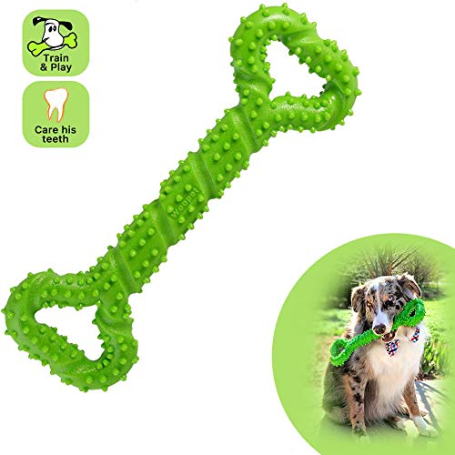 Book Cover Eleangel Dog Toys - Durable Dog Chew Toys for Aggressive Chewers - Teeth Cleaning - Safe Bite Toothbrush Stick for Large Medium Small Dogs (Green)