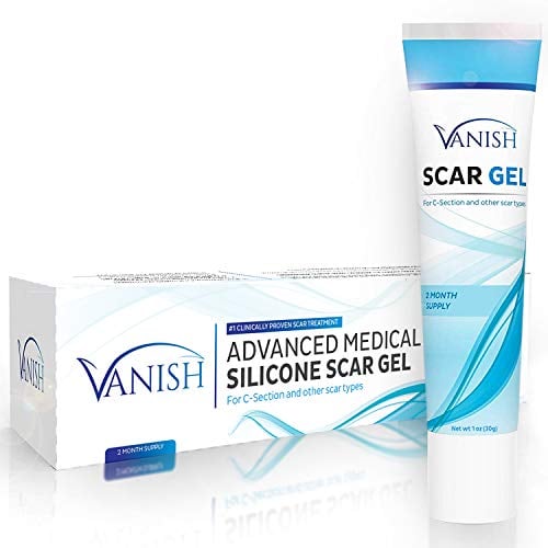 Book Cover Vanish Silicone Scar Gel Medical-Grade Silicone Cream for Face, Body, Stretch Marks, C-Sections, Surgical, Burn, Acne | Old & New Scars, Clinically Proven | 30g