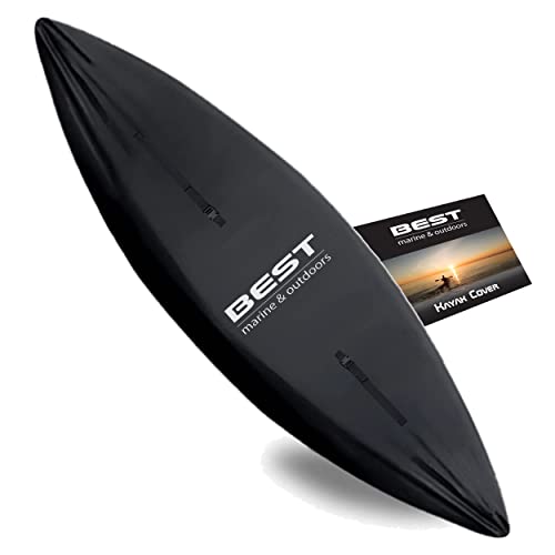Book Cover Best Marine Kayak Cover | Extra Thick 600D Covers for Outdoor Storage | Waterproof Protection Tarp for Kayaks, Canoe & SUP Paddle Board | Cockpit Cover Kayak Accessories | Fits Boats 9-15 Ft Long