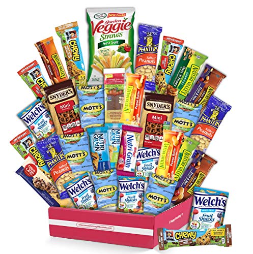 Book Cover Healthy Snack Box Variety Pack, (30 Count) valintines Candy Gift Basket - College Student Care Package, Thanksgiving, Xmas Food Arrangement Chips, Cookies- Birthday Treats for Adults, Kids,