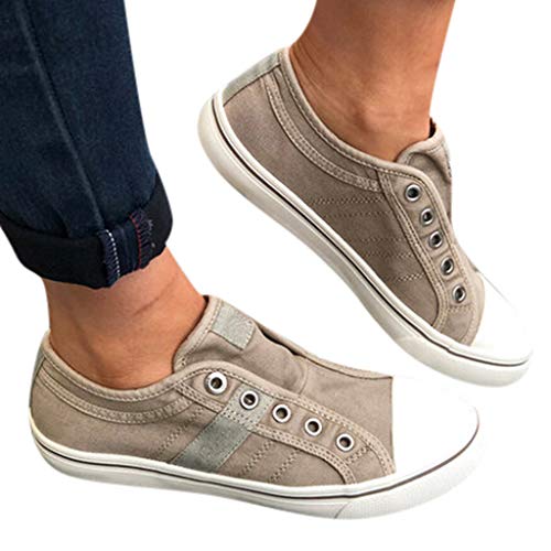 Book Cover Cenglings Women's Sneakers, Women Round Toe Canvas Flat Shoes Slip On Shoes Casual Sport Shoes Walkings Shoes Office Loafers