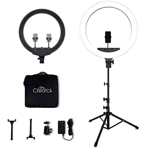 Book Cover Creatck Ring Light with Stand - 18 inch LED Ring Light Kit with Phone Holder, Dimmable 2700K-5500K for Photography Makeup YouTube Video Shooting Vlogging Portrait
