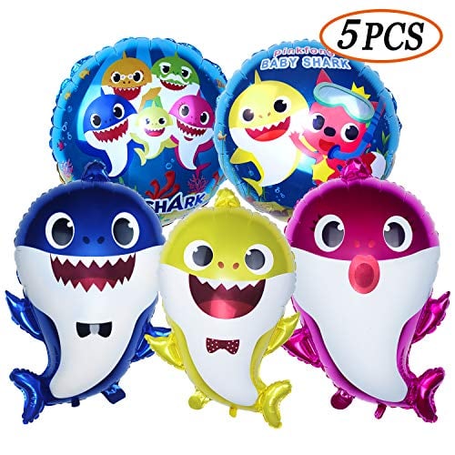 Book Cover 5 Piece Baby Shark Theme Birthday Party Supplies and Decorations Foil Helium Balloons for Kid Baby Shower Event Decor