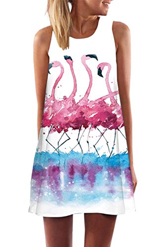 Book Cover futurino Women's Summer Casual Sleeveless Vest Dress Flamingo Print Tank Mini Beach Dress - Multi - XX-Large