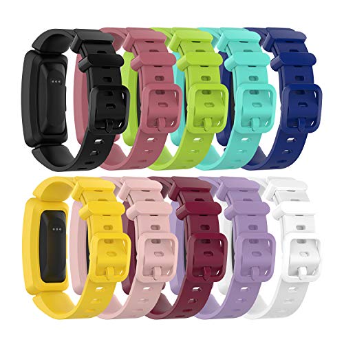 Book Cover Bands Compatible with Fitbit Ace 2 for Kids 6+ Soft Colorful Silicone Bracelet Wristands for Ace 2 Fitness Tracker for Ace 2 Classic Accessory Band (10Pack)