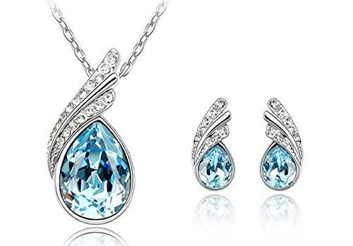 Book Cover Comelyjewel Premium Quality Necklace Earrings Set Blue 1 SetEarrings jewelry gift girl birthday Present