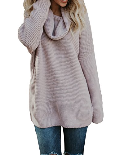 Book Cover Sherrylily Womens Oversized Turtleneck Long Sleeve Pullover Sweaters Casual Loose Solid Color Jumpers