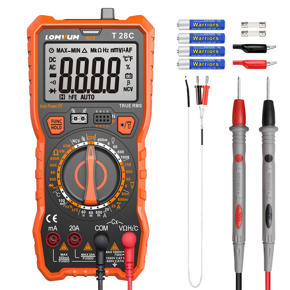 Book Cover Digital Multimeter, LOMVUM TRMS 6000 Counts Electrical Tester AC/DC Amp Ohm Voltage Tester Meter with Temperature Frequency Resistance Continuity Capacitance Diode and Transistor Test