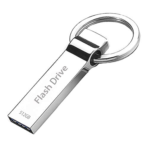Book Cover USB Flash Drive 512gb USB 2.0 PC Memory Stick Thumb Waterproof Storage Backup Pen with Keychain - Silver