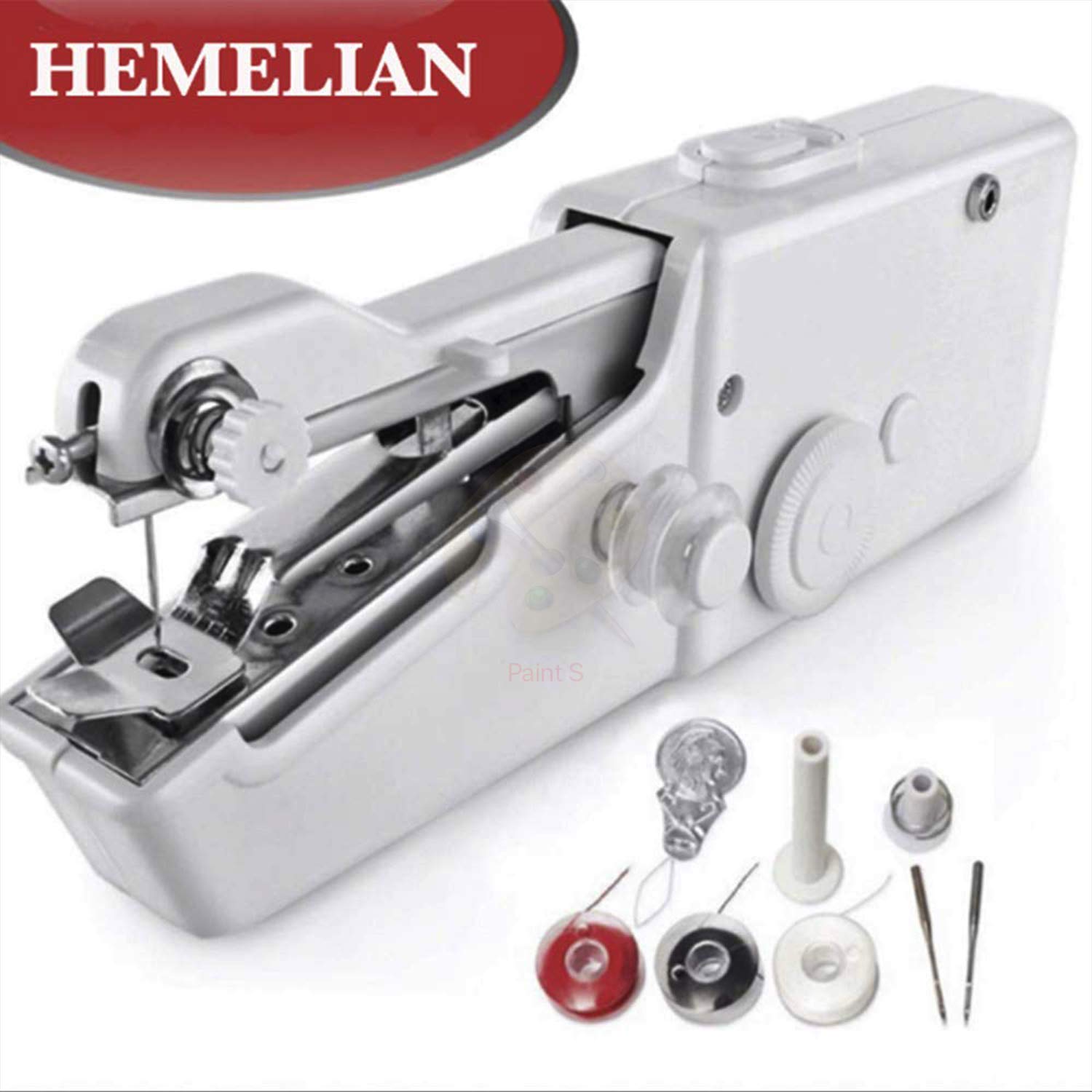 Book Cover Hemelian Portable Sewing Machine, Mini Sewing Professional Cordless Sewing Handheld Electric Household Tool - Quick Stitch Tool for Fabric, Clothing, or Kids Cloth Home Travel Use