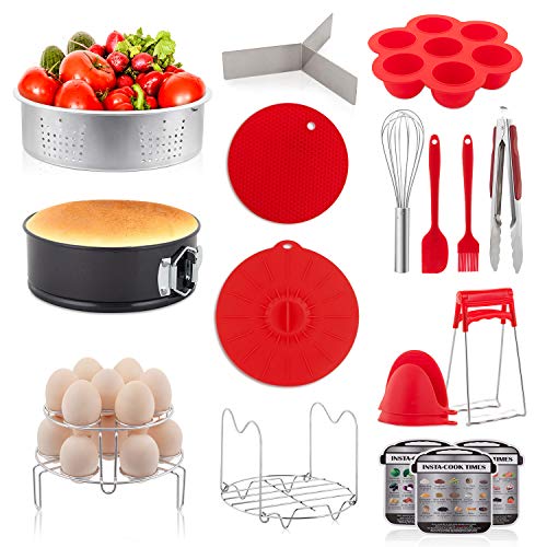 Book Cover YIHONG 20 Pieces Pressure Cooker Accessories Set Compatible with Instant Pot 6 8 Qt - 2 Steamer Baskets- Non-stick Springform Pan - Stackable Egg Rack - Silicone Egg Bites Mold- with Free Ebook Recipe