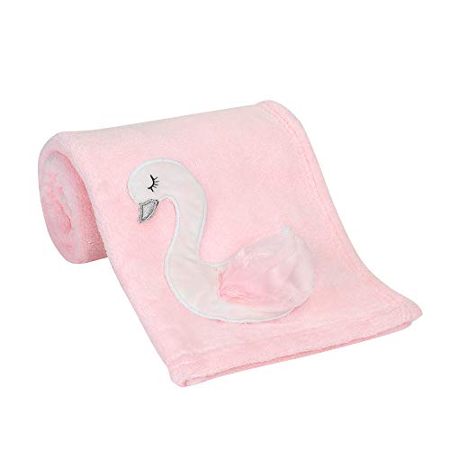 Book Cover Bedtime Originals Blossom Pink/White Swan Coral Fleece Baby Blanket
