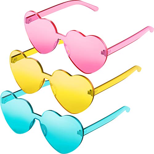 Book Cover Maxdot Heart Shape Sunglasses Party Sunglasses (Pink Yellow Green, 3 Pieces)