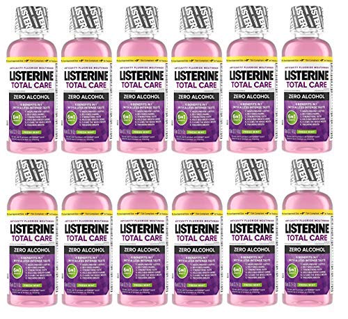 Book Cover Listerine Total Care Zero Alcohol Mouthrinse, Fresh Mint, Travel Size 3.2 Oz (95ml) - Pack of 12