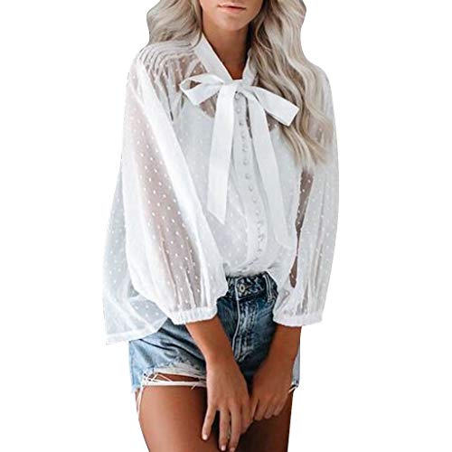 Book Cover CHAELAKES Women Lace Tops Casual Sleeveless/Long Sleeve O Neck Pleated Loose Hem Sexy Tank Top Blouse Shirt