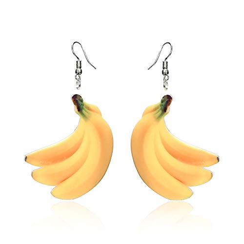 Book Cover andy cool Fruit Earrings Food Dangle Orange Drop Earrings for Women Girl Acrylic Peach Earring Grape Coconut Tree Mango Cantaloupe Jewelry -Banana