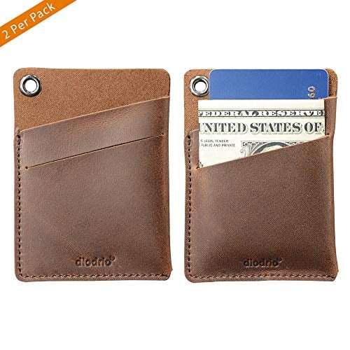 Book Cover Rustic Pocket Card Sleeve Slim Wallet Case, Small Leather EDC Organizer Pouch, Full Grain Leather, Made to Last, Max 6 Cards, Minimalist Design, Gift for Men, Father's Day's Gift, 2 per Pack.