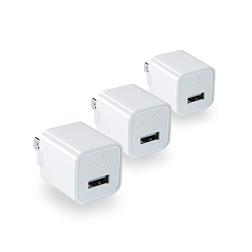Book Cover TXRICH USB Wall Charger, 5V/1A 3-Pack (ETL Listed) Charger Brick Base Adapter Charging Block Charger Cube Plug Charger Box.(A-White)