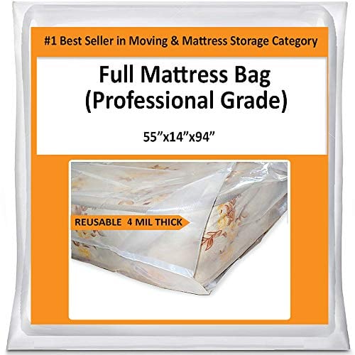 Book Cover Full Mattress Bag Cover for Moving Storage - Plastic Protector 4 Mil Thick Supply
