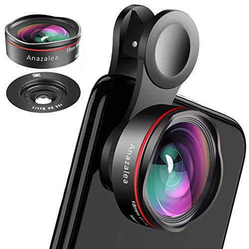 Book Cover Phone Camera Lens for iPhone and Android, Wide Angle & Macro Lens (Screwed Together) Cell Phone Lens for iPhone X XR XS Max 8 7 6S Plus Samsung S9 S8 and Android Phone (New Black)