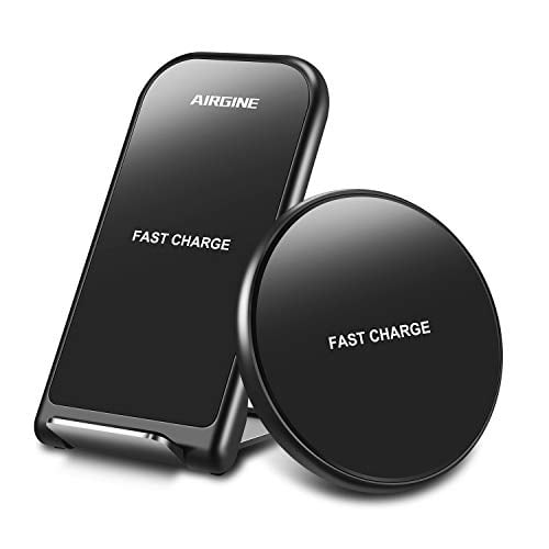 Book Cover AIRGINE Wireless Charger, [2 Pack] 10W QI Fast Wireless Charger Pad Stand, Compatible with iPhone 11/11 Pro/11Pro MAX/XS Max/XR/XS/X/8, Samsung Galaxy S10/S10p/S10E/S9 and More(No AC Adapter)