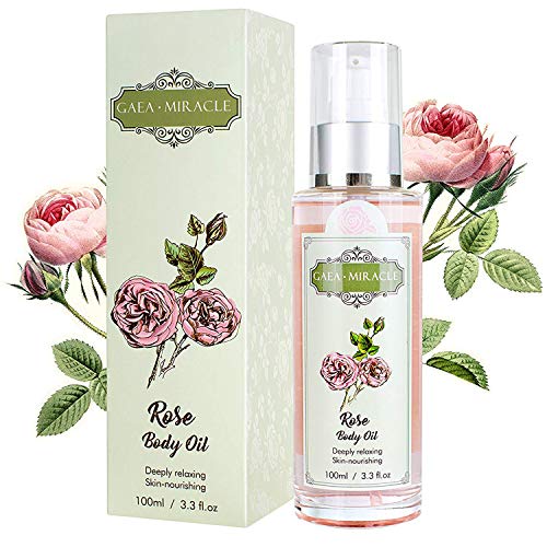 Book Cover GAEA MIRACLE - Body Oil Body Lotion Moisturizing Oil, Organic Blend of Rose Olive Oil with Vitamin E - Daily Moisturizing for Face and Full Body - for Sensitive/Dry Skin 3.3 Fl.oz