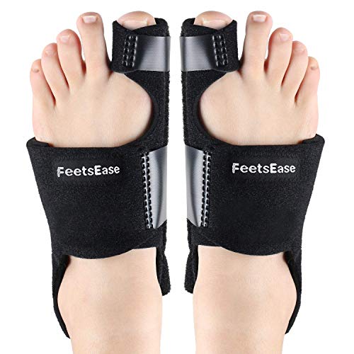 Book Cover Bunion Corrector & Bunion Splint for Big Toe Relief as Aid Surgery Kit for Hallux Valgus Toe Straightener, Fits Women & Men for Night Use by FeetsEase (Black)