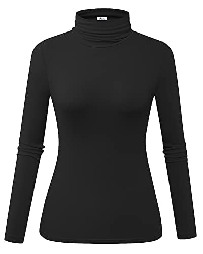 Book Cover Herou Womens Long Sleeve Turtleneck Slim Fitted Lightweight Casual Active Layer Tops Shirts