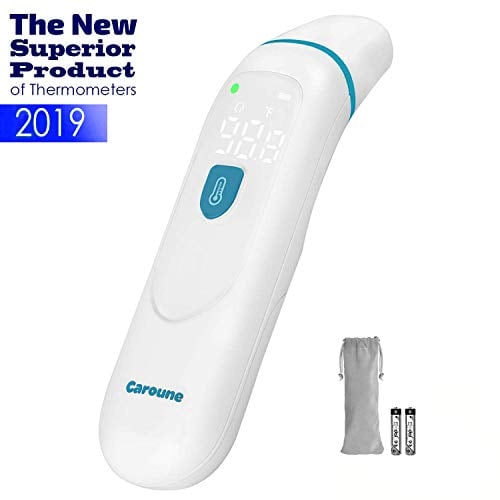 Book Cover 【New Version】Caroune Ear and Forehead Thermometer, Medical Digital Infrared Temporal Thermometer for Fever, Instant Accurate Reading for Baby Kids and Adults