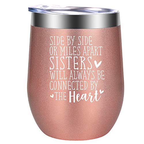Book Cover Sisters Gifts from Sister - Christmas Gifts for Sister - Sister Gifts - Funny Long Distance, Far Apart, Birthday Wine Gifts for Sister, Little, Big Sister, Sister in Law - GSPY Sister Wine Tumbler Cup