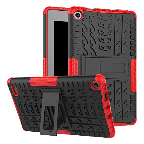 Book Cover MAOMI AMZ F i r e 7 (2017 Release) Case,[Kickstand Feature],Shock-Absorption/High Impact Resistant Heavy Duty Armor Defender Case for K i n d l e F i r e 7 inch 2017(Red-Black)