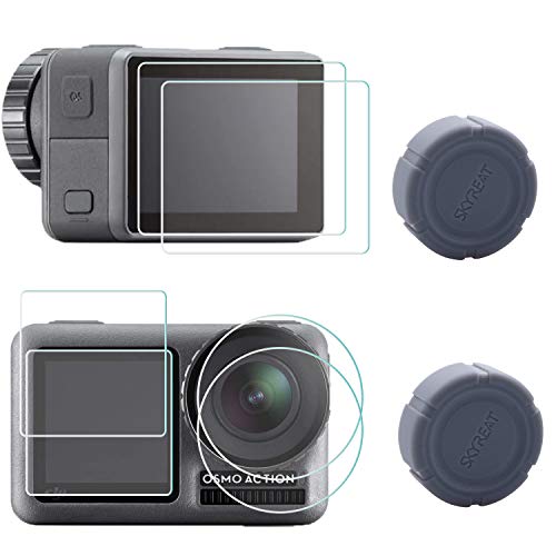 Book Cover Skyreat Screen Protector Film + Lens Cap Cover Protective Accessories for DJI Osmo Action Camera 2-Pack