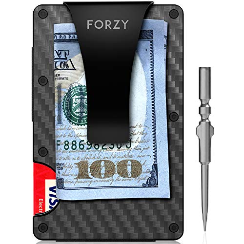 Book Cover Minimalist Carbon Fiber Slim Wallet - Metal Wallet - Credit Card Holder for Men - RFID Blocking Front Pocket Wallet - Money Clip Wallet - Slim Wallet - Slim Minimalist Wallet - Zclip Front Pocket Wal