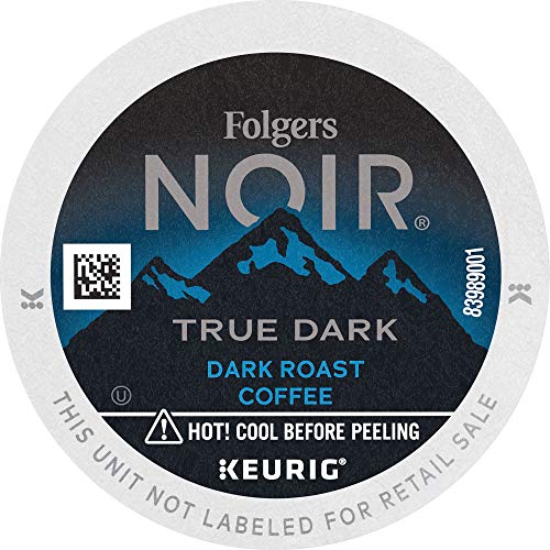 Book Cover Folgers Noir True Dark Dark Roast Coffee, 72 K Cups For Keurig Coffee Makers