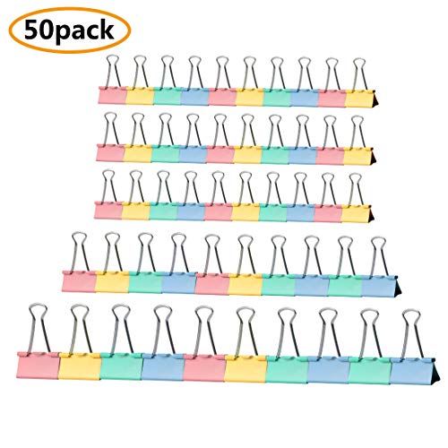 Book Cover Binder Clips Paper Clamp Assorted Size 50pcs, Large, Medium, Small, 3 Sizes, Multicolor | Customized for You