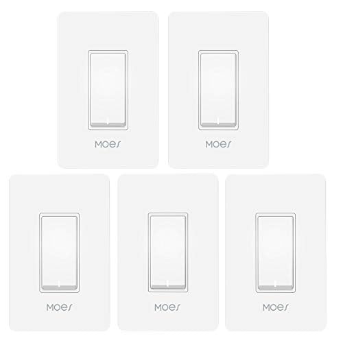 Book Cover Case of 5 Packs,MOES WiFi Smart Light Switch,Smart Life/Tuya APP Remote Control,Compatible with Alexa Google Home for Voice Control,No Hub Required ETL Listed(Standard Size)