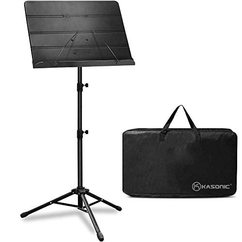 Book Cover Kasonic Professional Sheet Music Stand with Portable Carrying Bag (Black)