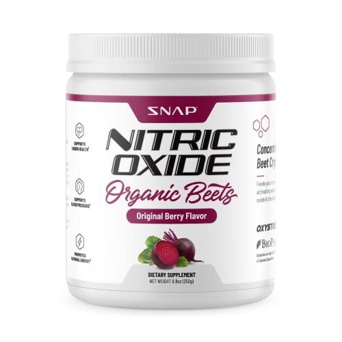 Book Cover Beet Root Powder Organic - Nitric Oxide Beets by Snap Supplements - Supports Blood Pressure and Circulation Superfood, Muscle & Heart Health, Increase Stamina & Energy, 250g (30 Servings)