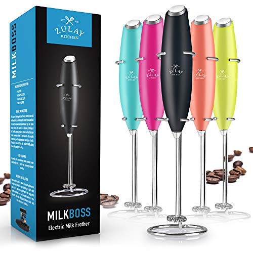 Book Cover Zulay NEW TITANIUM MOTOR, FASTER, STRONGER & LONGER LASTING Milk Boss High Powered Milk Foamer for Coffee - Foam Frother for BulletproofÂ® Coffee, Handheld Frother and Mini Blender for Cappuccino, Frappe, Matcha, Hot Chocolate, Titanium Max Moto