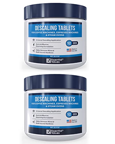 Book Cover Essential Values Descaling Tablets (24 Count/Up To 24 Uses) For Jura, Miele, Bosch, Tassimo Espresso Machines and Miele Steam Ovens