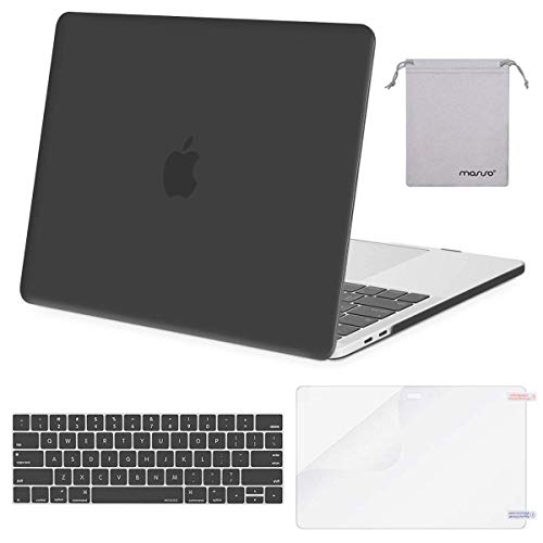 Book Cover MOSISO Plastic Hard Case & Keyboard Cover & Screen Protector & Storage Bag Compatible with 2019 MacBook Pro 13 Inch, Pure Gray