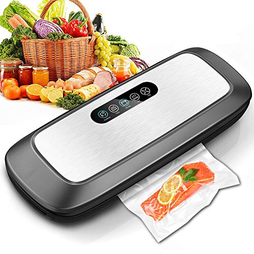 Book Cover Vacuum Sealer Machine, Automatic Food Vacuum Sealer with Smart Stainless Steel Panel Touch Control, Sous Vide Vacuum Sealer Machine with Dry & Moist Sealing and Starter Kit