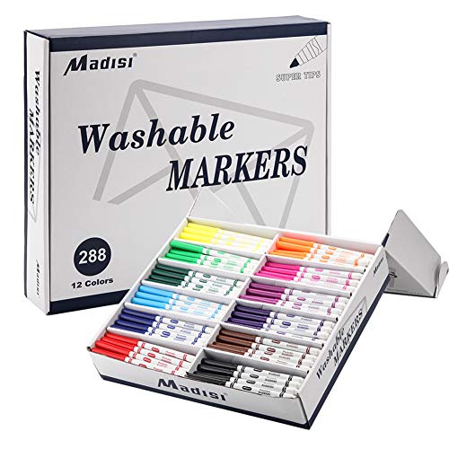 Book Cover Madisi Washable Markers, Super Tips Markers, Assorted Colors, Classroom Bulk Pack, 288 Count