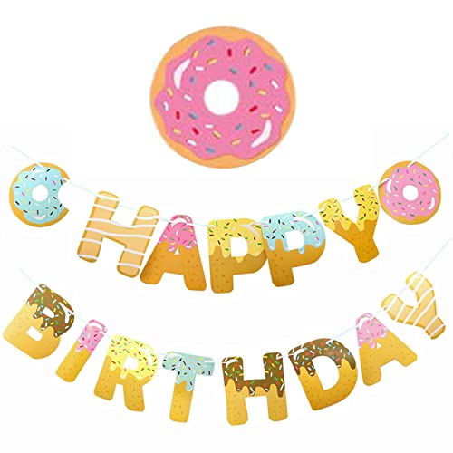 Book Cover Donut Party Supplies Happy Birthday Banner Donut Party Supplies, Donut Theme Happy Birthday Party Banner Donut Party Decorations, Baby Shower Decoration Kids Birthday Donut Themed Party