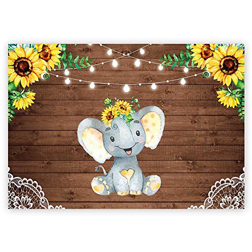 Book Cover Funnytree 7x5ft Sunflower Elephant Party Backdrop Retro Rustic Wooden Floor Baby Shower Birthday Photography Background Yellow Flower Lace Vintage Board Banner Cake Table Decoration Photo Booth Props